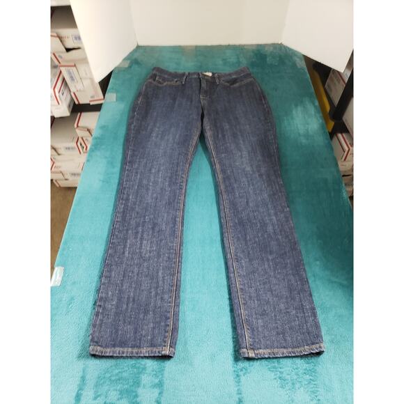 Levis 525 Jeans Size 8 Short Womens Blue Stretch Pants Elastic Waist Straight - Picture 1 of 14